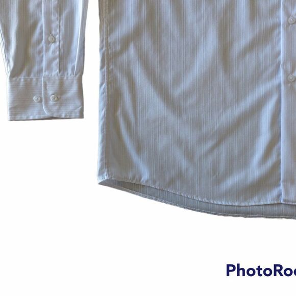 Men's Dockers White Striped Button Down Dress Shirt, Size Large 16-16.5, 32-33 - Picture 4 of 7